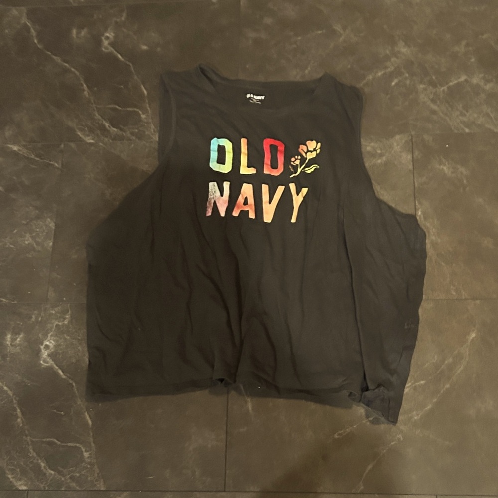 Old Navy Kids Black Tank Top with Rainbow Logo 27
